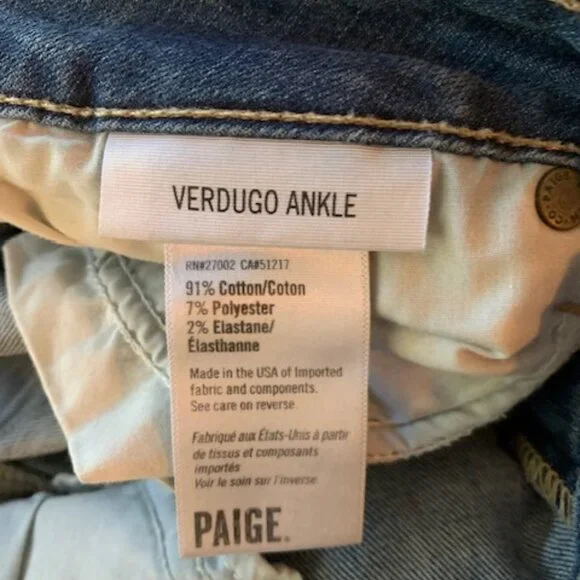 PAIGE Verdugo Ankle Med Blue Wash Jeans 31 - Picture 5 of 5